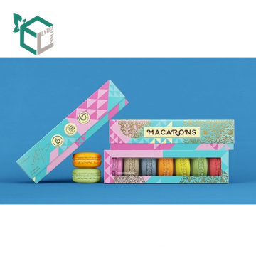 Fancy Colorful Eco-friendly Rectangle Cardboard Custom Logo Handmade Macaron Cake Food Box With Window